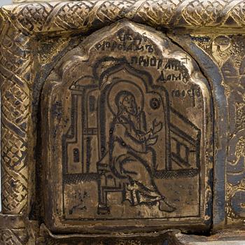 ICON, tempera on wood panel and brass BASMA, Russia last third of the 17th century.