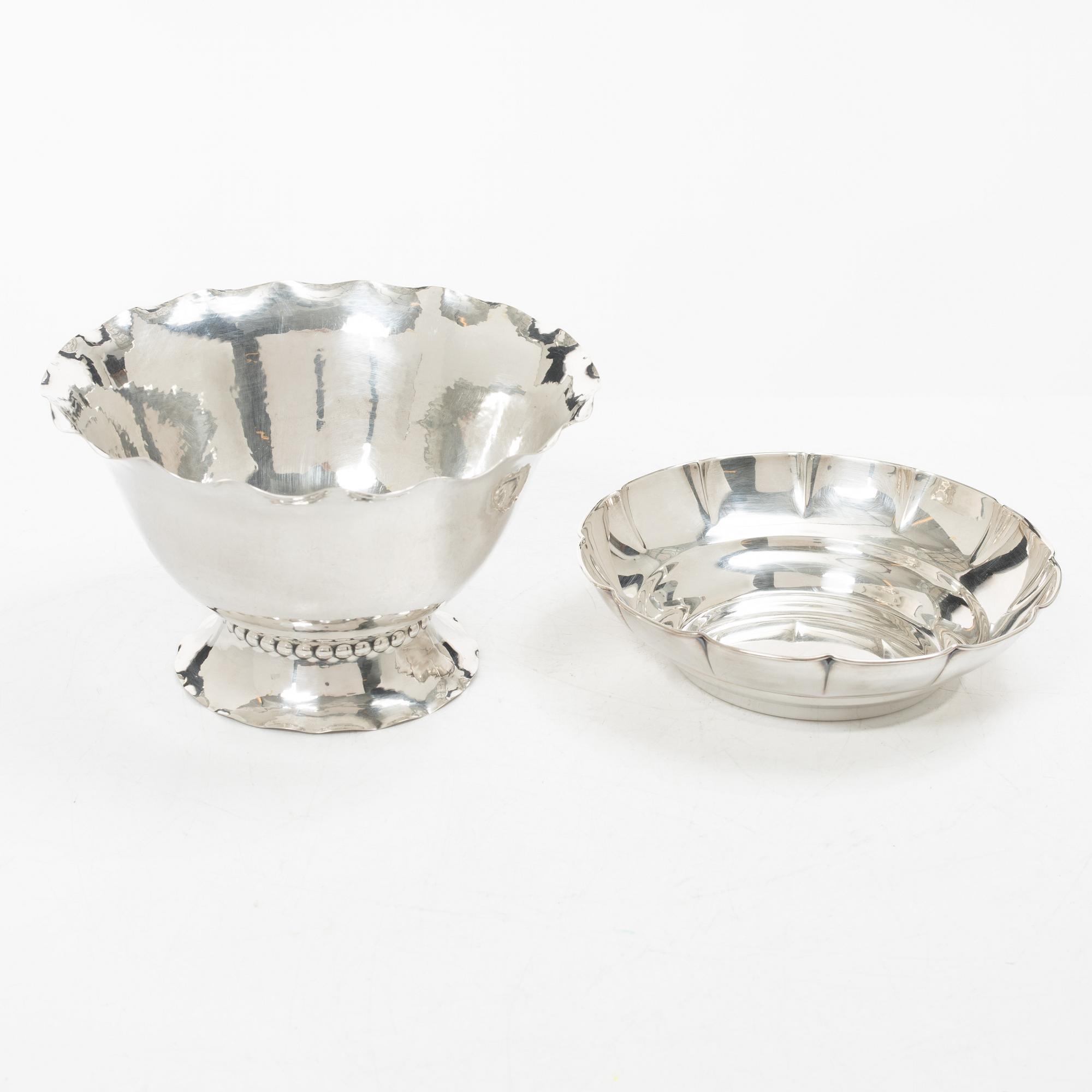 Bowls, 2 pcs, silver, including KG Markström, Uppsala 1927.