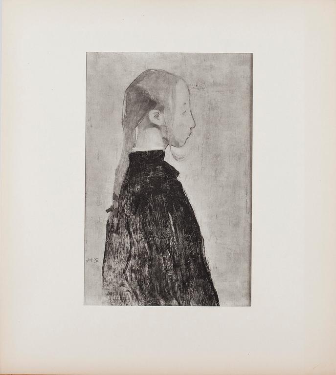 HELENE SCHJERFBECK, mapp med reproduktioner, Gotthard Johansson, numrerad 190/500, Nordisk Rotogravyr Stockholm 1945.