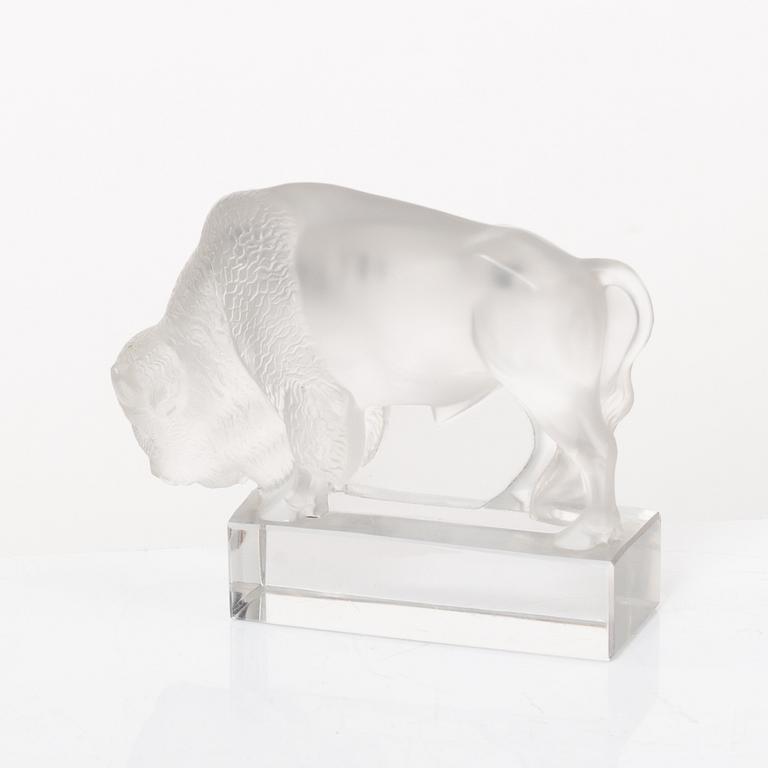 9 glass figurines, Lalique, France.