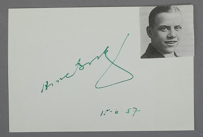 IDROTTSAUTOGRAFER I ALBUM, 36 st, bla Sebastian Coe, Birger Ruud, Hjalmar Andersen.