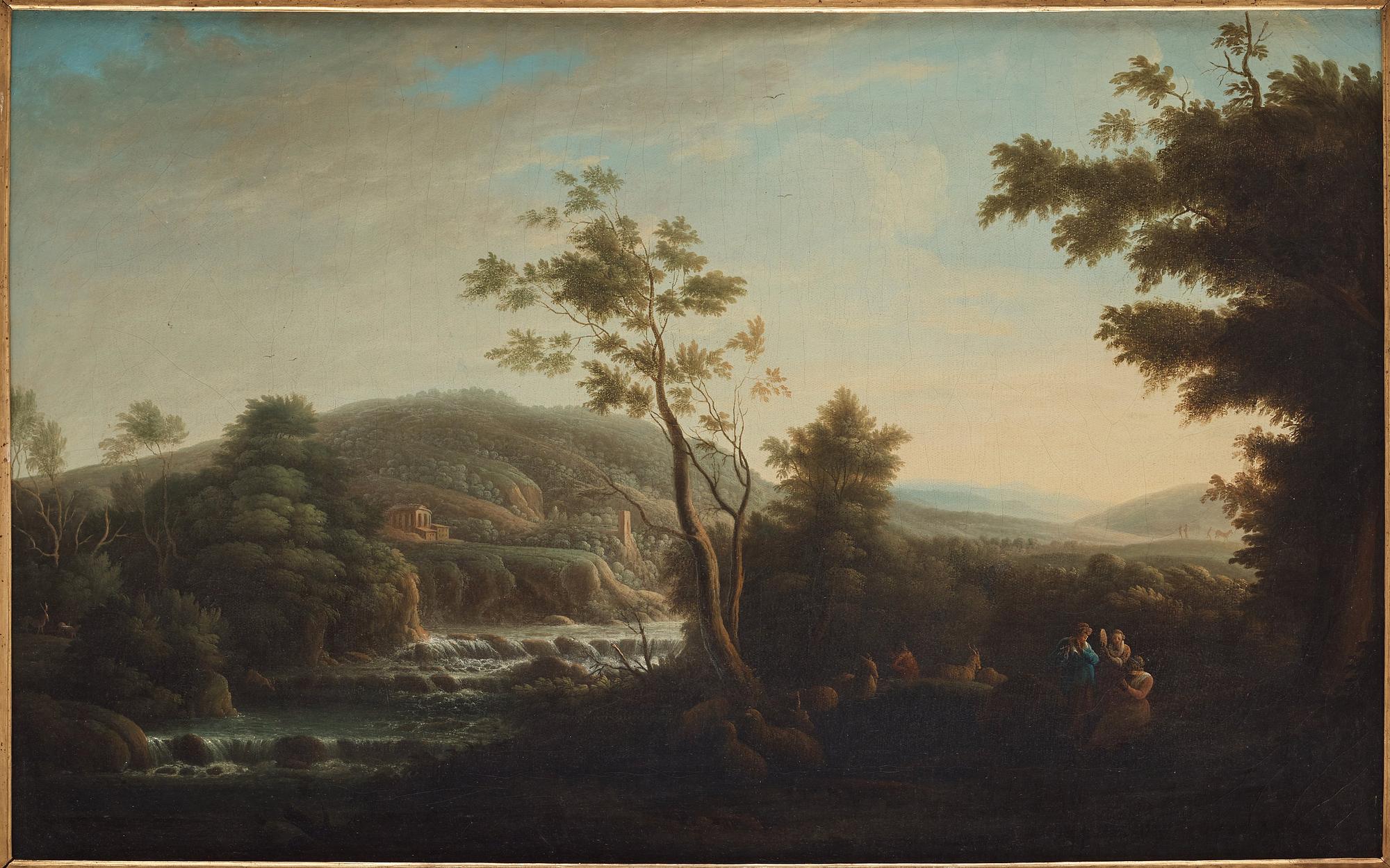 Jacob van Ruisdael Hans krets, Landskap med ruiner, herde och hedinnor.