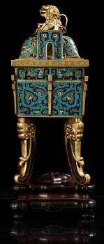 A cloisonne censer with cover, Qing dynasty, Qinalong (1736-95).