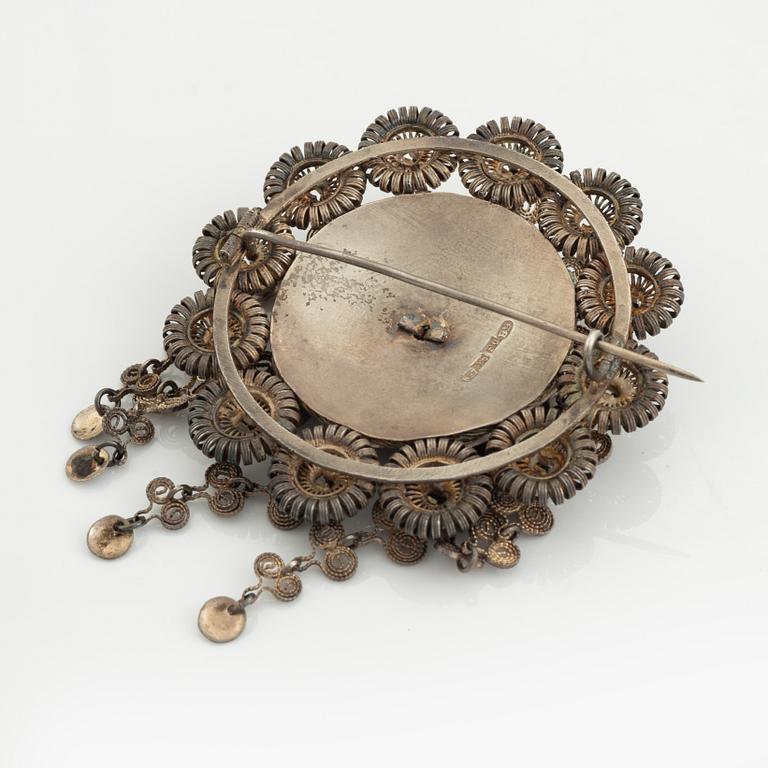 Silver brooch, filigran, Norway.