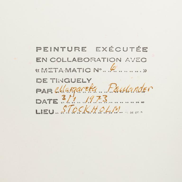 JEAN TINGUELY, efter, "Méta" bok, av K.G. Pontus Hultén. Moderna Museet 1972.