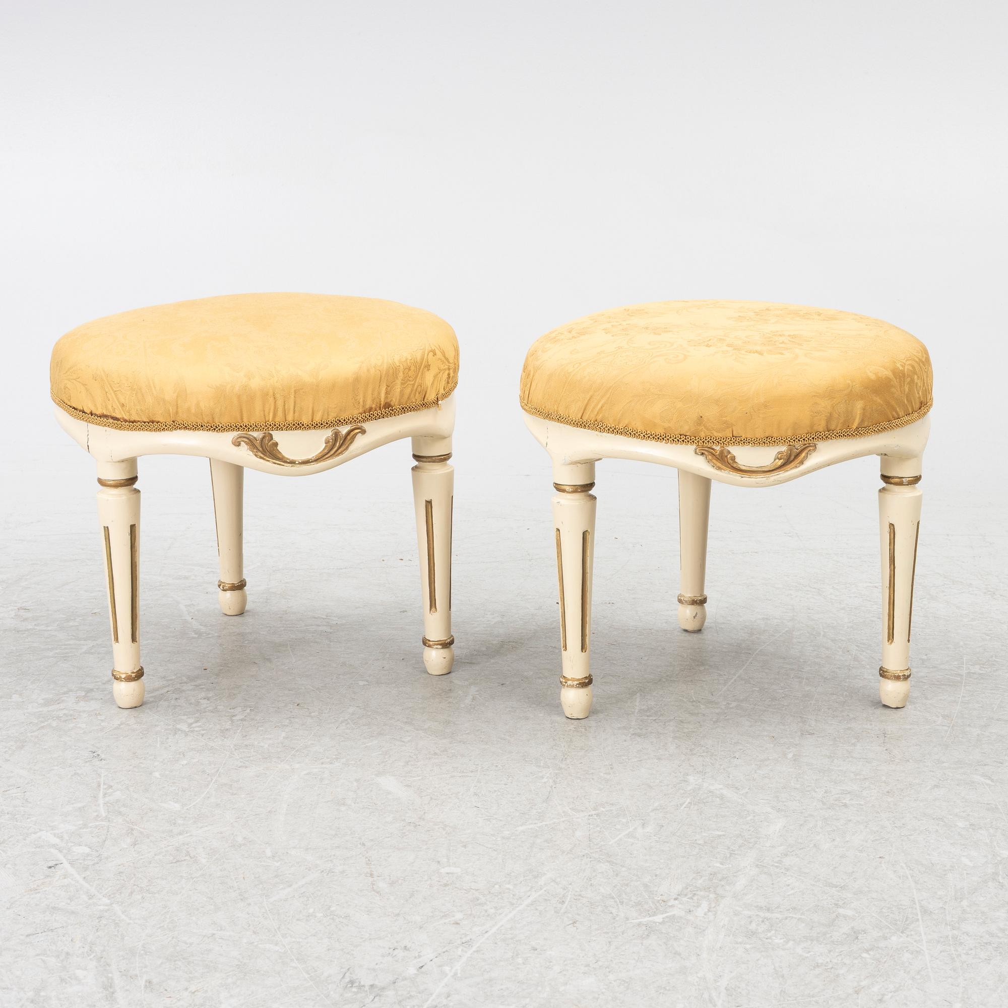 A pair of Gustavian stools, Sweden, late 18th century.