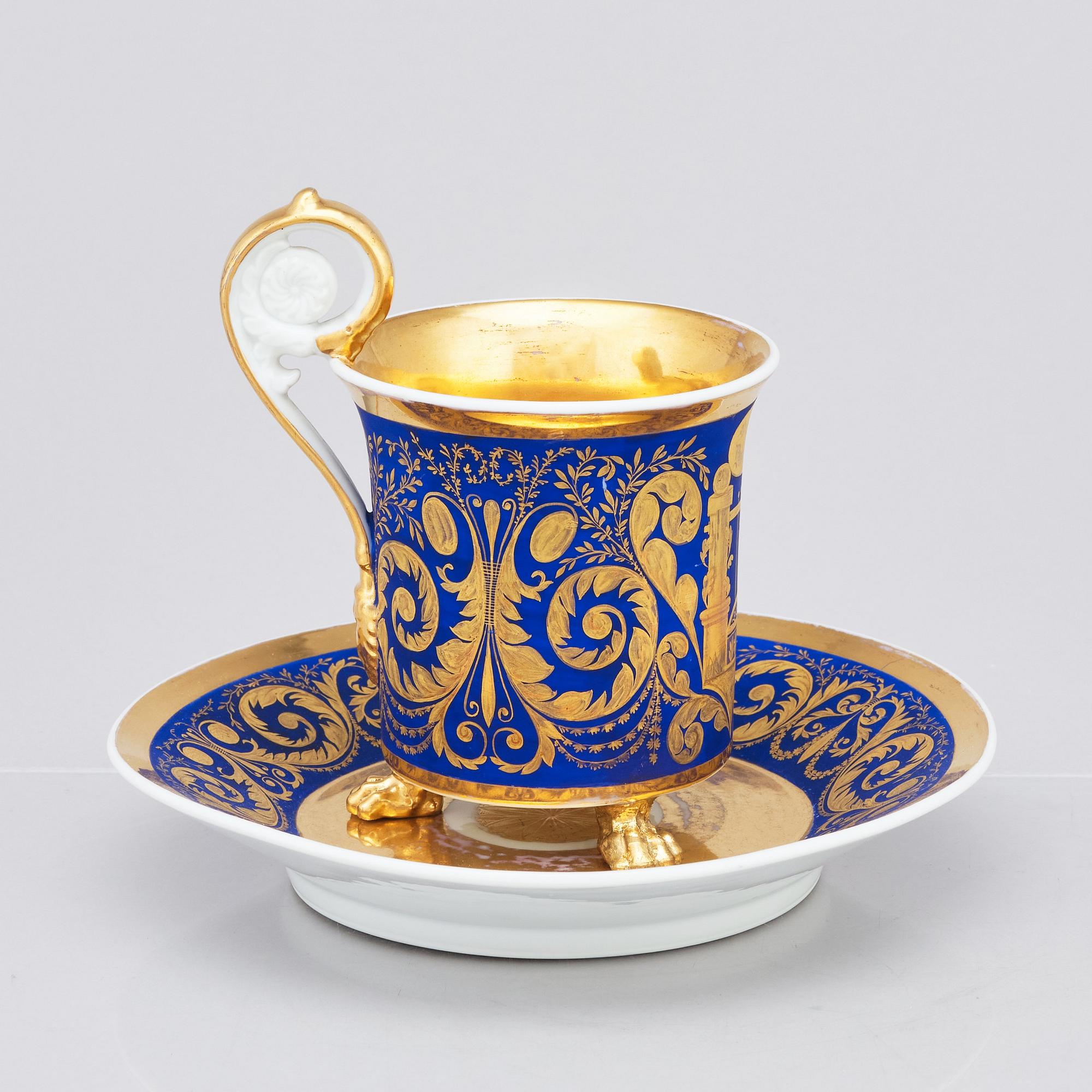 A German Berlin cup with stand, 19th Century.