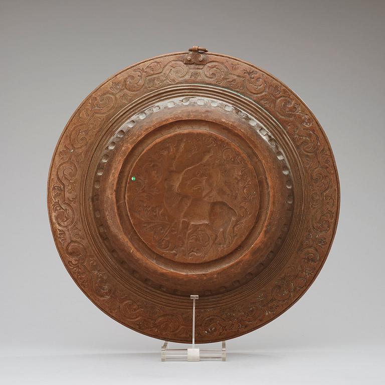 A Northern Europe/Germany first half 18th century copper alms dish,