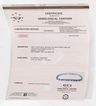 A 14K white gold bracelet with tanzanites. With Gemological center certificate.