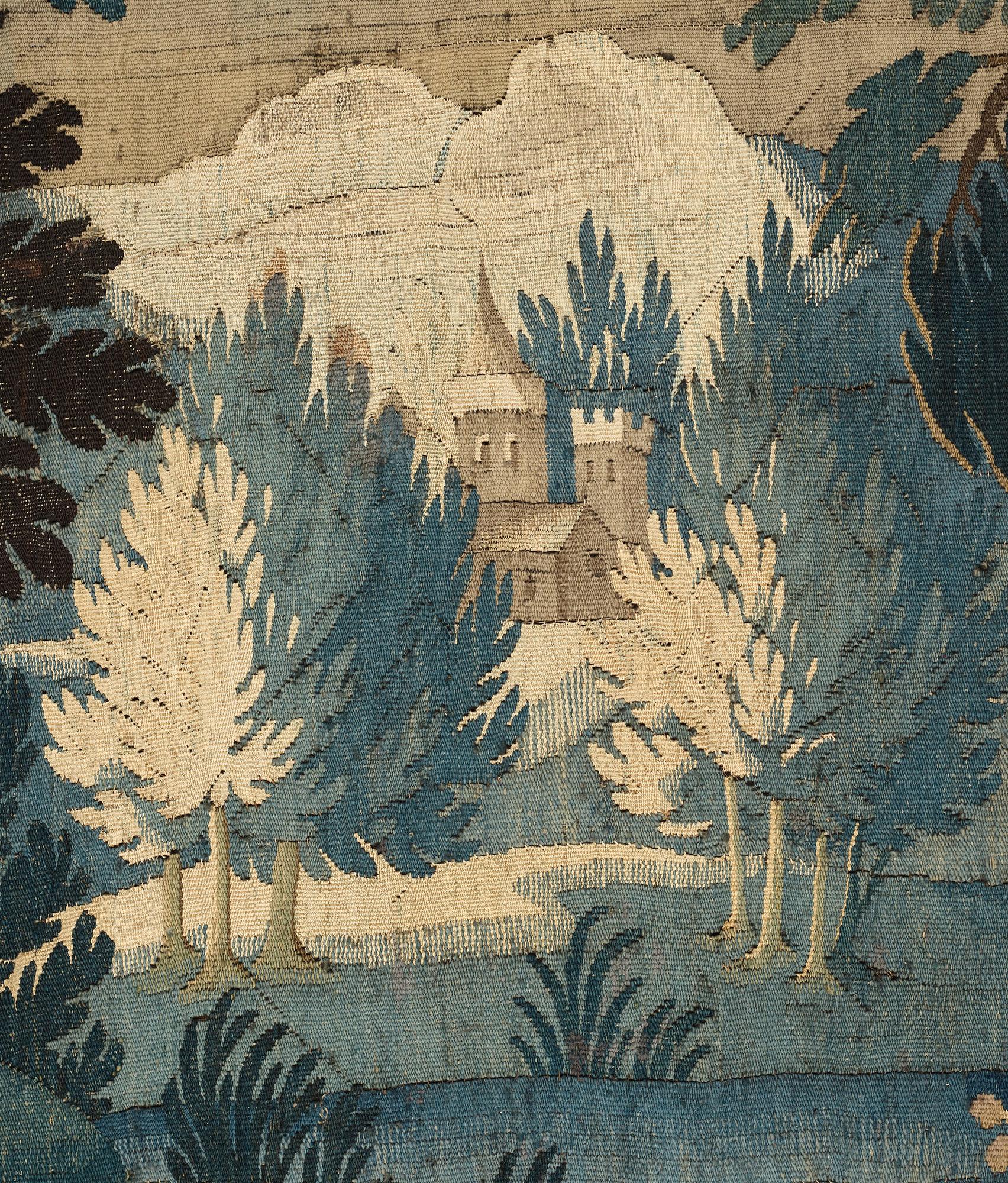 VÄVD TAPET, gobelängteknik, "Verdure", ca 304 x 224,5 cm, Flandern 1600-tal, signerad "W" en lilja "B".