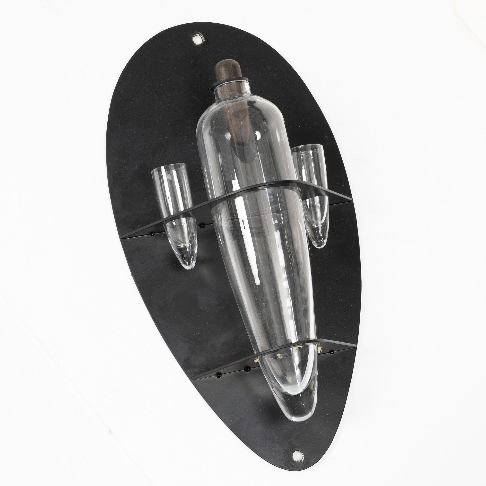 Matz Borgström, & Jhoan Camitz, vodka shelf with a decanter and two glasses, executed in 1991 in fewer than 10 examples.