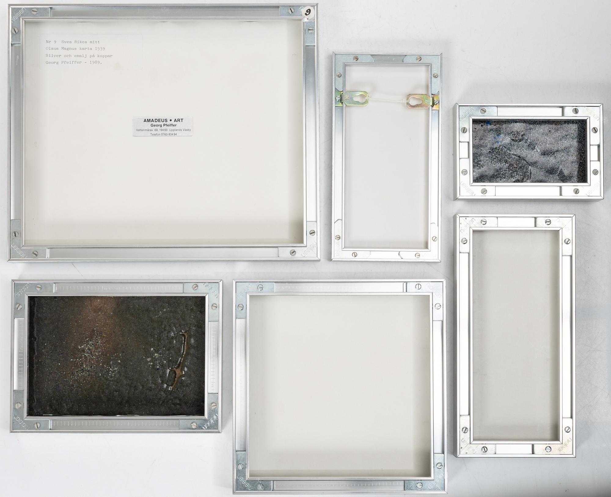 A set of six enamel works by Juliane and Georg Pheiffer.