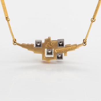 Björn Weckström, An 18K gold necklace "Pointy mountains" with brilliant-cut diamonds ca. 0.25 ct in total. Lapponia 1983.