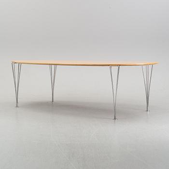 Piet Hein & Bruno Mathsson. A dining table "Super ellips", table top in birch. Labeled. Fritz Hansen.
