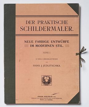 Three volumes of plates."Neue Schriften und Firmenschilder", "Der Praktische Schildmaler" och "Der Praktische Decoration.