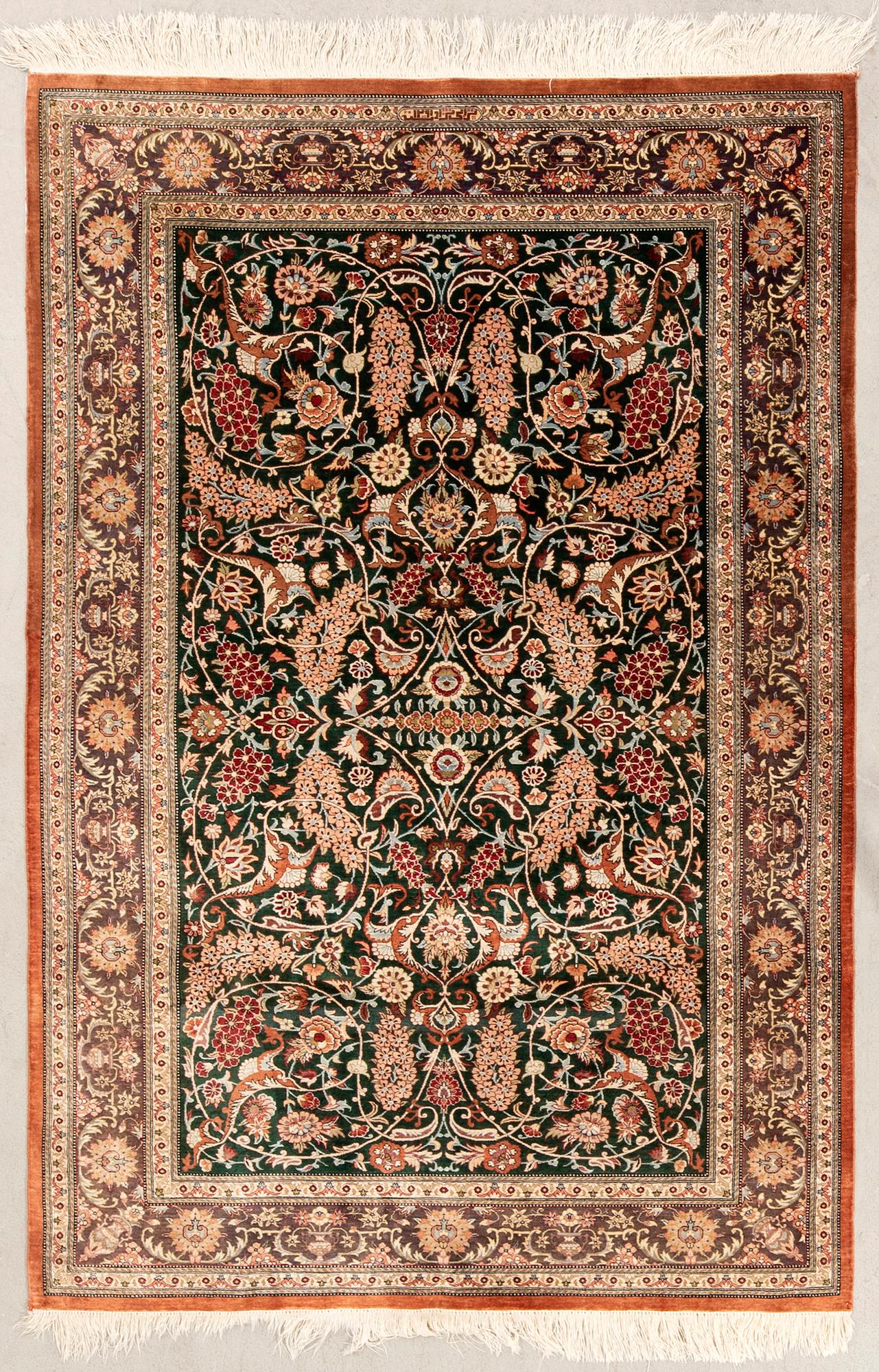 Matta Ghom silke på silke signerad Nejad Torabi 1391 ca 146x99 cm.