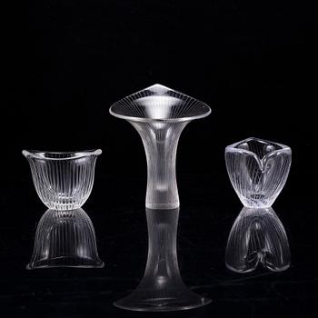 TAPIO WIRKKALA, three glass vases from Iittala, Finland.