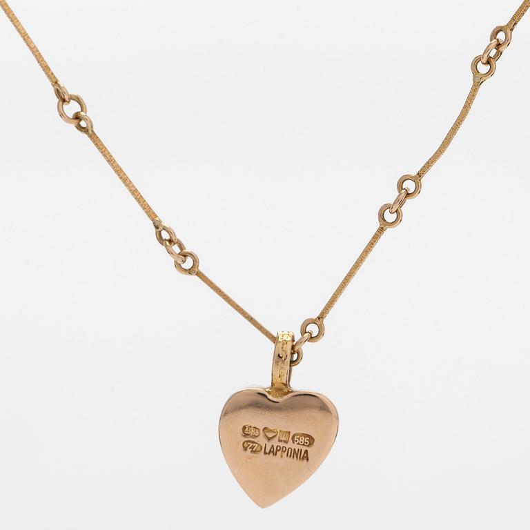 Björn Weckström, a 14K gold 'Heart' necklace. Lapponia 1977.