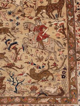 SEMI-ANTIQUE/OLD SILK QUM. 217,5 x 140,5 cm. One of a pair.