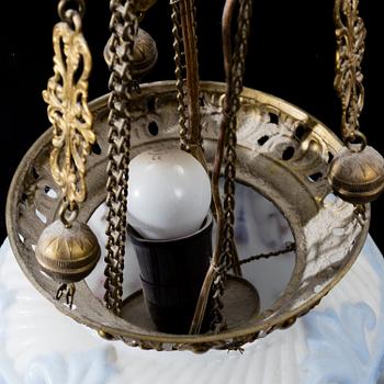 A glass ceiling lamp, late 19th Century.