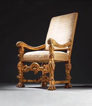 445. The Audience chair of the Swedish Dowager Queen Hedvig Eleonora (1636–1715) from the Palace Drottningholm 1709.