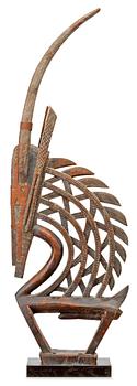 326. HEADDRESS. Tshiwara/Ciwara (stylized male antelope). Wooden sculpture with metal fittings.