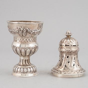 A Danish 18th century silver sugar-caster, marked Copenhagen 1781.