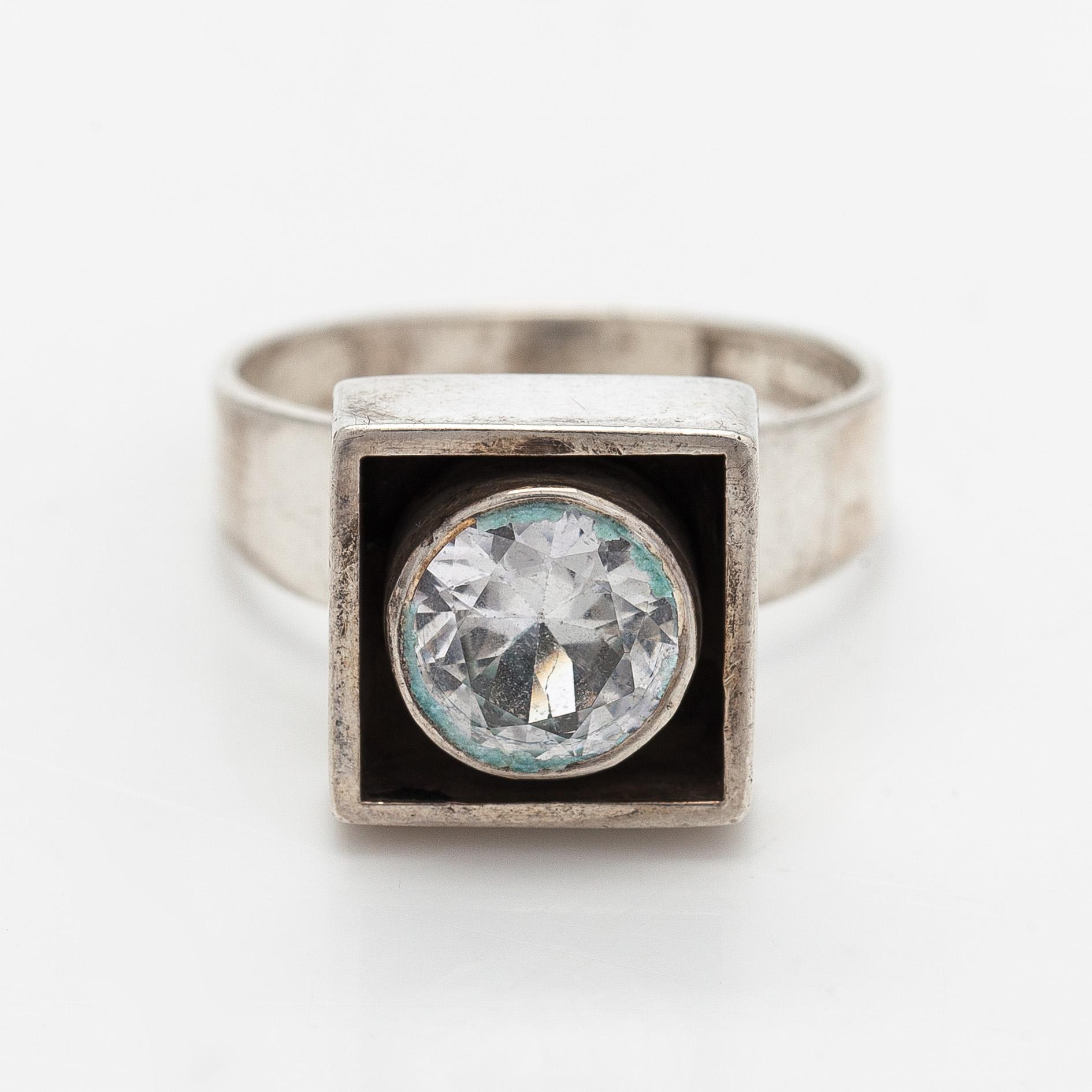 Smyckesset, 4 delar, silver, syntetisk stenar, Pege (Karl-Erik Palmberg), Alton, Sverige.