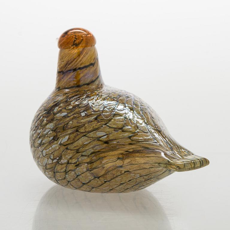 Oiva Toikka, a 'Summer Grouse' glass bird, signed O. Toikka Nuutajärvi.