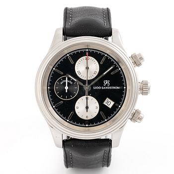 Sjöö Sandström, Royal Steel Chronograph, wristwatch, 42 mm.