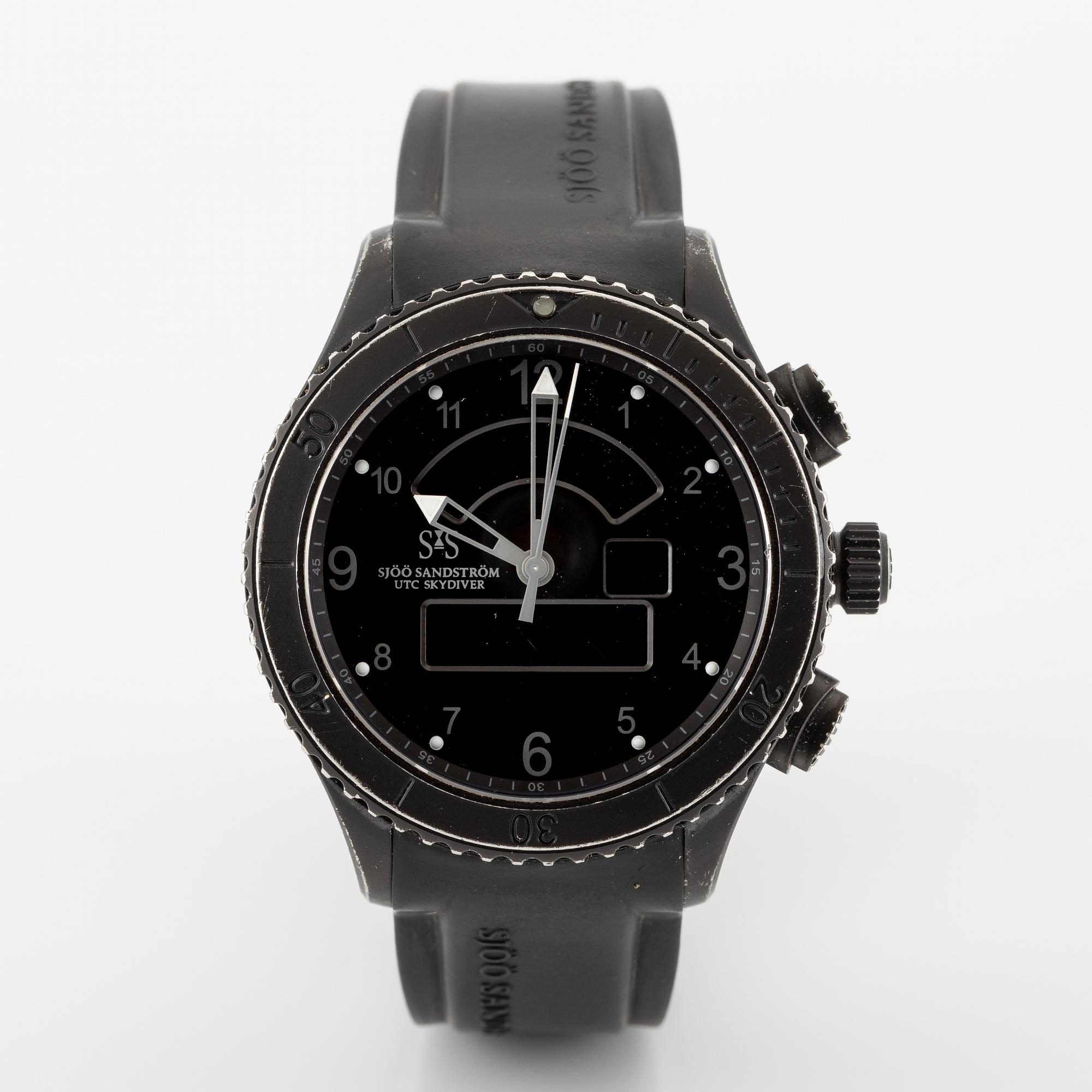 Sjöö Sandström, UTC Skydiver Black Night, wristwatch, 44.2 mm.