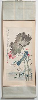 A Chinese hanging scroll, ink and color on paper, Ding Baoshu (1866-1936).