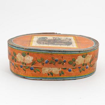 Two Swedish painted boxes with cover, 19th Century.