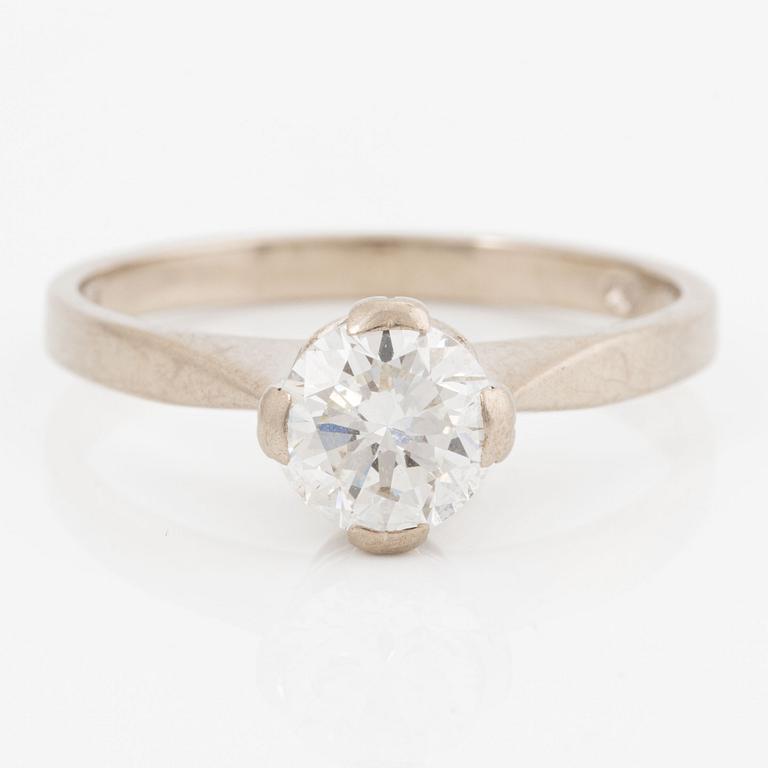 Ring, 18K white gold with brilliant-cut diamond, 1.02 ct according to engraving.