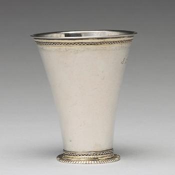 A Swedish 18th century parcel-gilt silver beaker, mark of Erik Lekberg, Nora 1759.