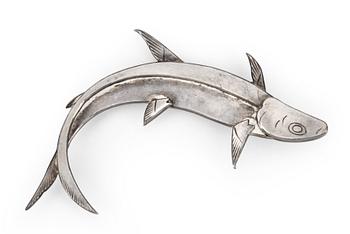 781. A Wiwen Nilsson sterling brooch of a fish, Lund 1955.