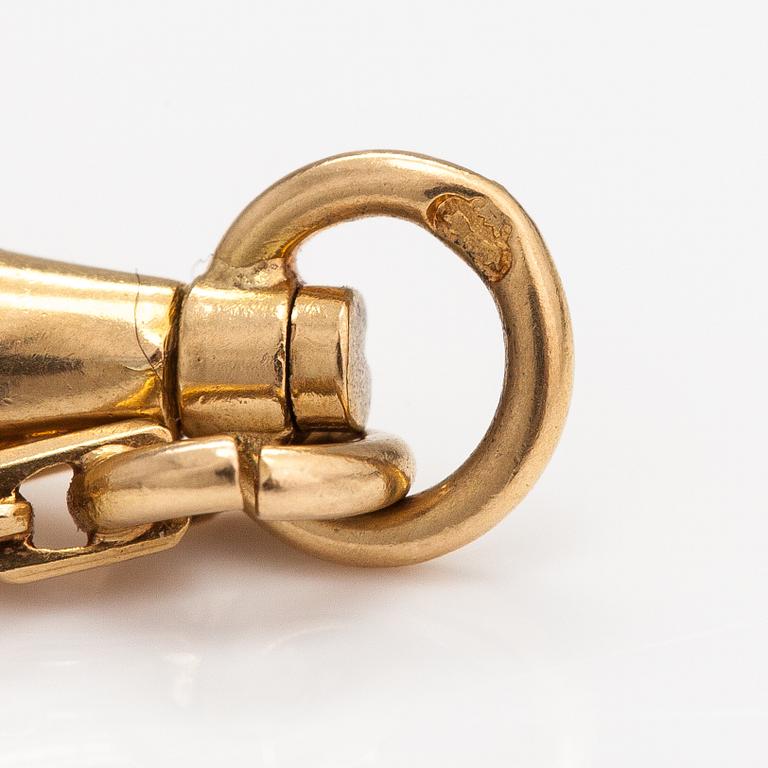 Kelloketju, 18K kultaa. Ruotsalainen tarkastusleima.