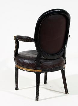 ARMLÄNSTOL, gustaviansk, sent 1700-tal.