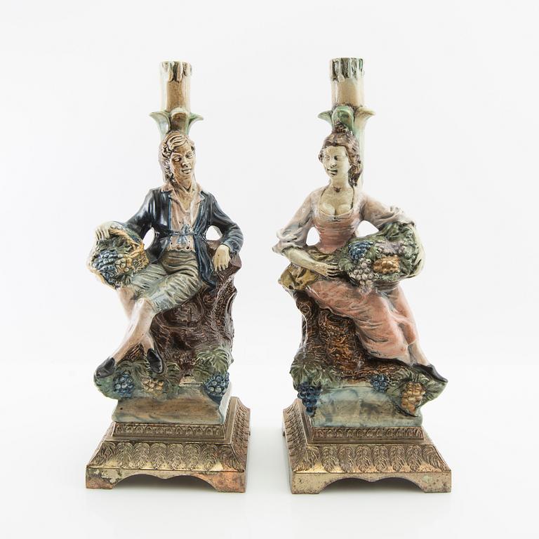 Candelabras, a pair, Louis XV style, Italy, first half of the 20th century.