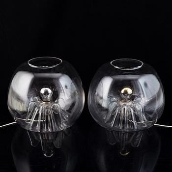 Olle Alberius, a pair of clear glass table lamps for Orrefors, Sweden,