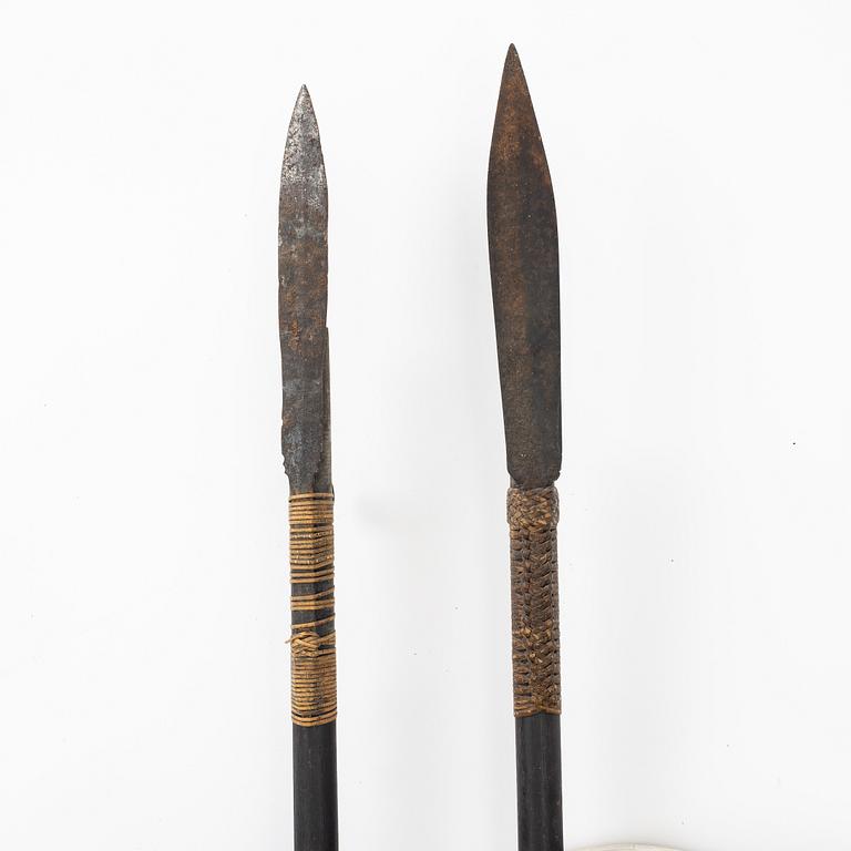 2 blowpipes, probably Dayak, Borneo.