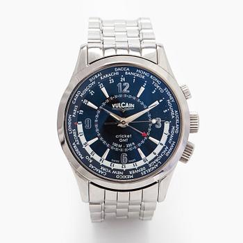 Vulcain, Cricket GMT, 42 mm, wristwatch, steel, automatic.