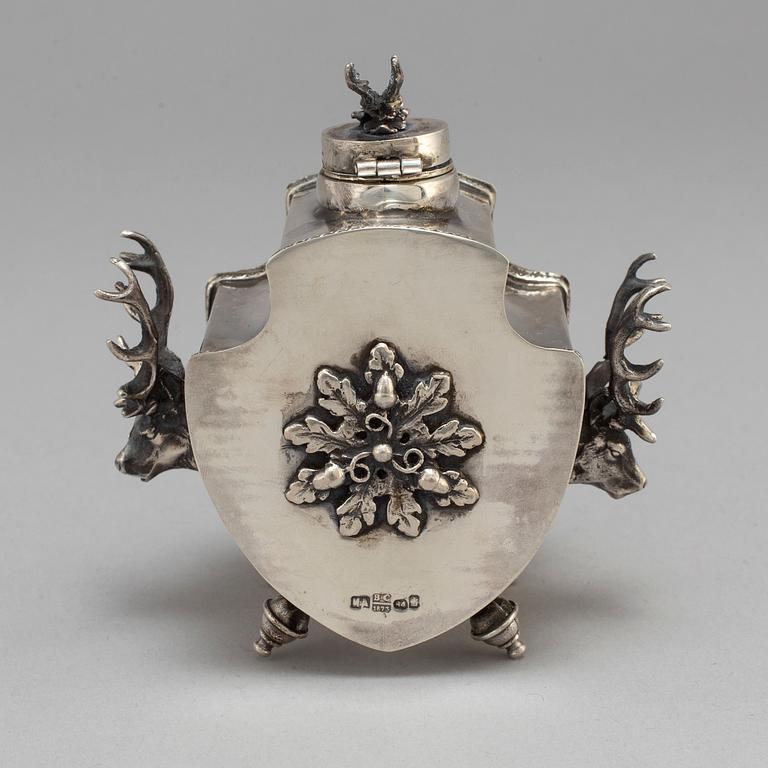 A Russian 19th century silver ink-stand, unidentified, Moscow 1873.  unidentified maker's mark, assayer Viktor Savinkov.
