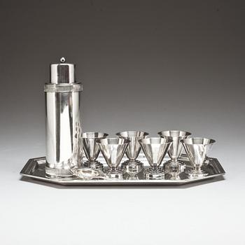COCKTAILSET, 9 delar, nysilver, 1900-tal.