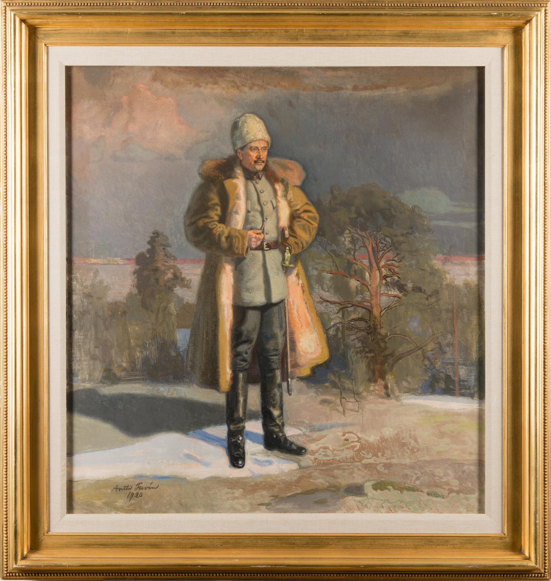ANTTI FAVÉN, MANNERHEIM BETRAKTAR BELÄGRINGEN AV TAMMERFORS FRÅN KLIPPORNA I VEHMAINEN.