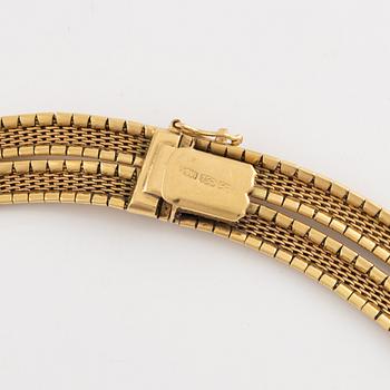 Necklace and bracelet, 18K gold. Italian marks.