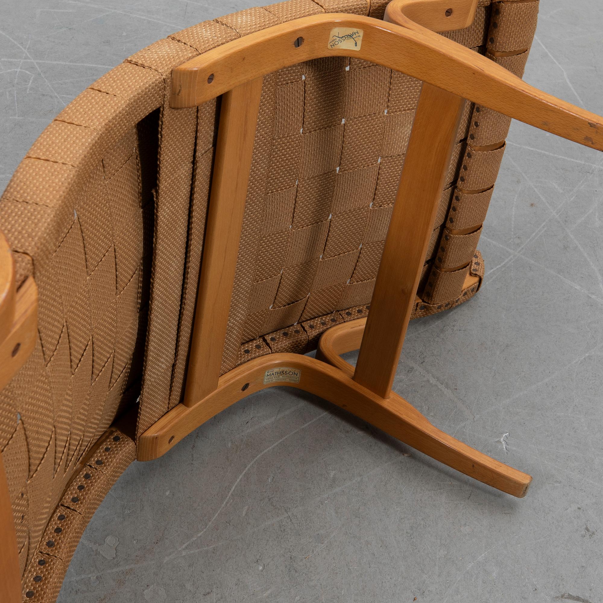 Bruno Mathsson, Armchair, "Pernilla 3", Karl Mathsson Company, Värnamo, 1960s.