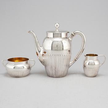 A three-piece silver coffee service from GAB, Stockholm, 1920-1.