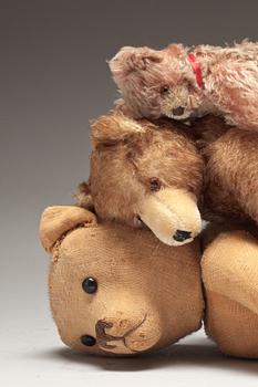 PARTI MJUKDJUR, 3 st. Bland annat Steiff, 1900-tal.