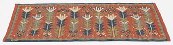 Märta Måås-Fjetterström, A textile, "Röda Liljan", tapestry weave, ca 70-71,5 x 125,5-126 cm, signed AB MMF.